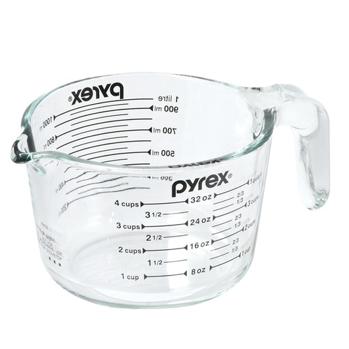 PYREX 計量カップ 1L 耐熱ガラス ブラック