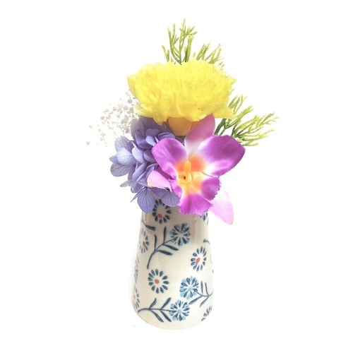 仏花 供え花 ミニ仏花 想花 花器付き イエロー
