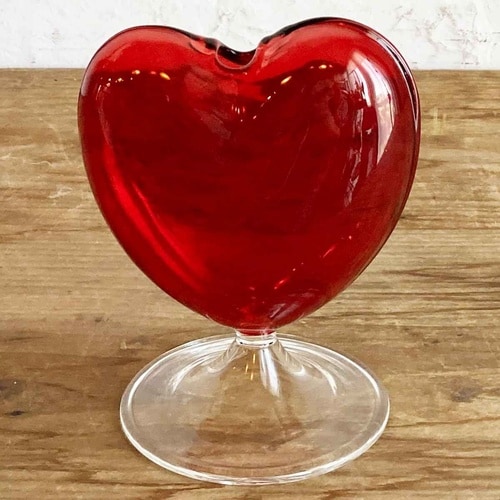 花瓶 ガラスハートフラワーベース S
