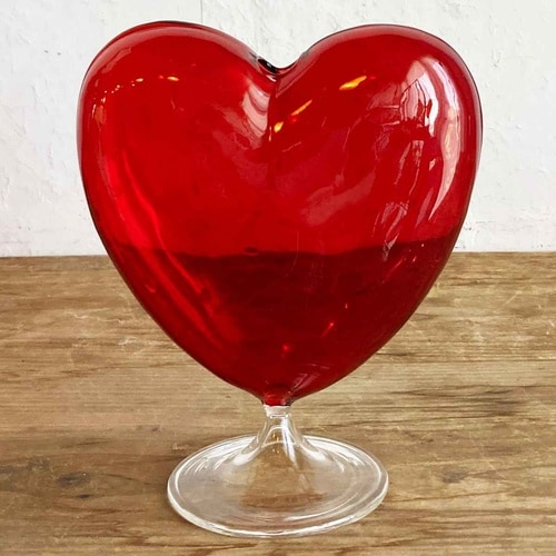 花瓶 ガラスハートフラワーベース L