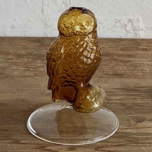 花瓶 ガラス フクロウベース ブラウン