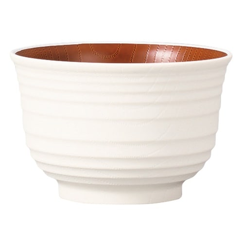 汁椀 レンジ千段欅杢目汁椀 ホワイト×ブラウン