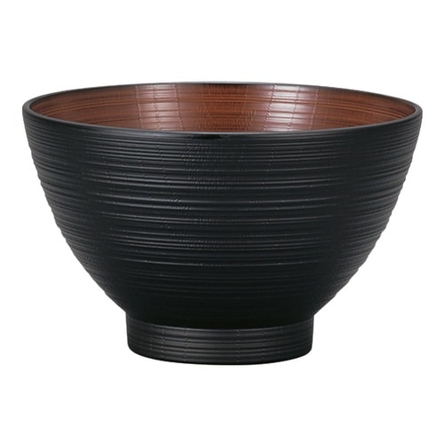 汁椀 レンジ欅刷毛筋大汁椀 ブラック×ブラウン