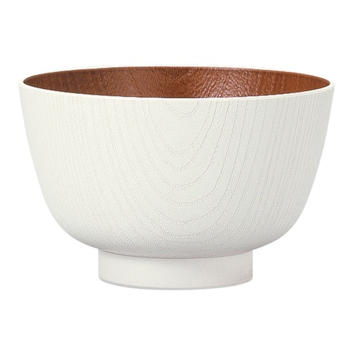 汁椀 レンジ京型欅杢目汁椀 ホワイト×ブラウン