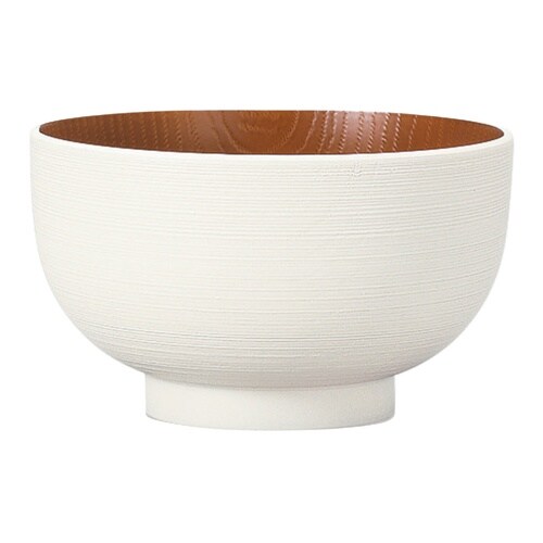 汁椀 レンジ布袋欅杢目汁椀 ホワイト×ブラウン