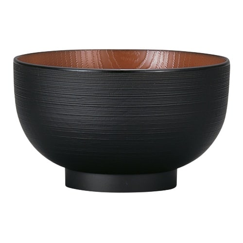 汁椀 レンジ布袋欅杢目汁椀 ブラック×ブラウン