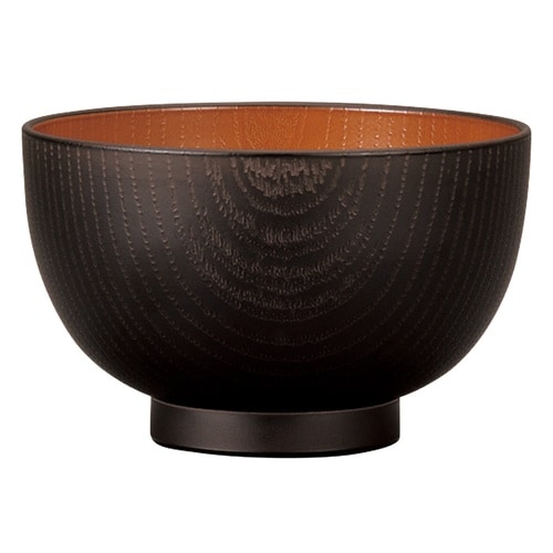 汁椀 レンジ欅杢目大汁椀 ブラック×ブラウン