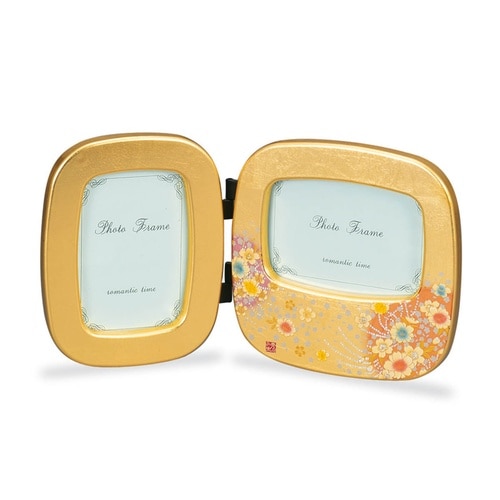 フォトフレーム 小判ダブルピクチャー 箔工芸 花丸