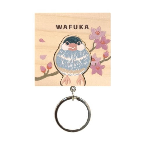 キーホルダー マグネットキーホルダー ひのき 文鳥