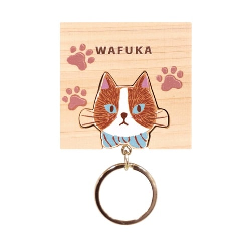 キーホルダー マグネットキーホルダー ひのき ネコ