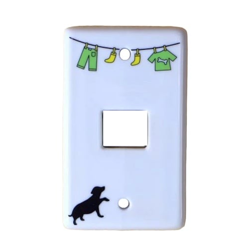 スイッチカバー グリーン ドッグ1穴