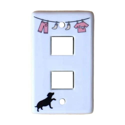 スイッチカバー ピンク ドッグ2穴