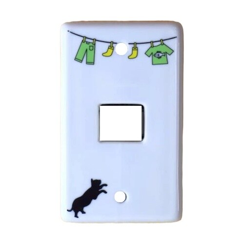 スイッチカバー グリーン キャット1穴