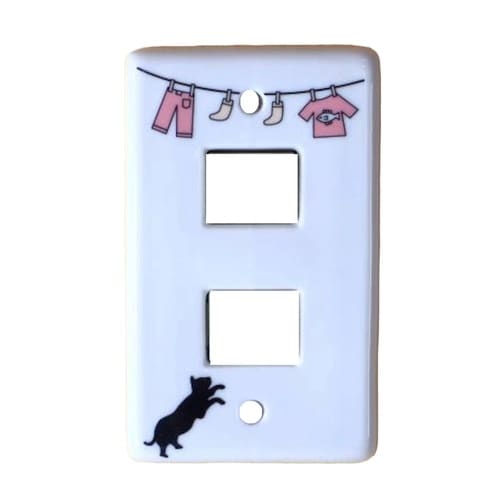 スイッチカバー ピンク キャット2穴