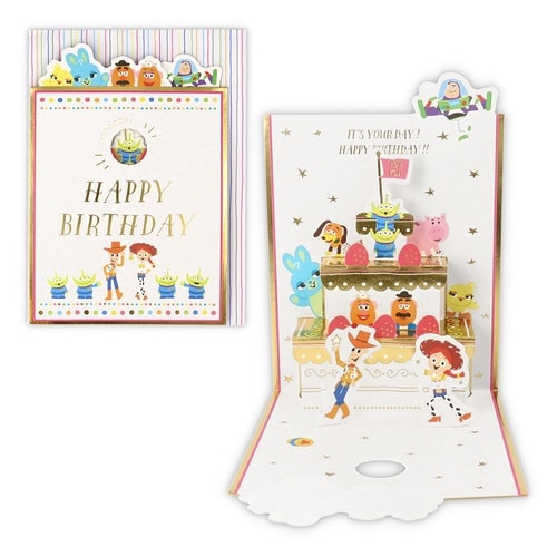 お誕生祝カード立体ディズニートイイチゴケーキ×6
