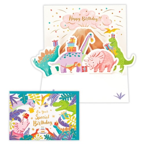 お誕生祝いカード立体恐竜バースデー×6