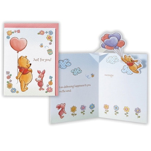 多目的カード立体ディズニープー花と風船×6