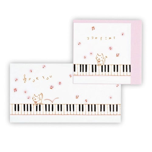 多目的ミニカードピアノ弾くネコ×6