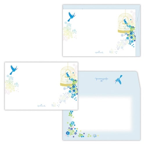 ミニメッセージカードセット青い鳥×6