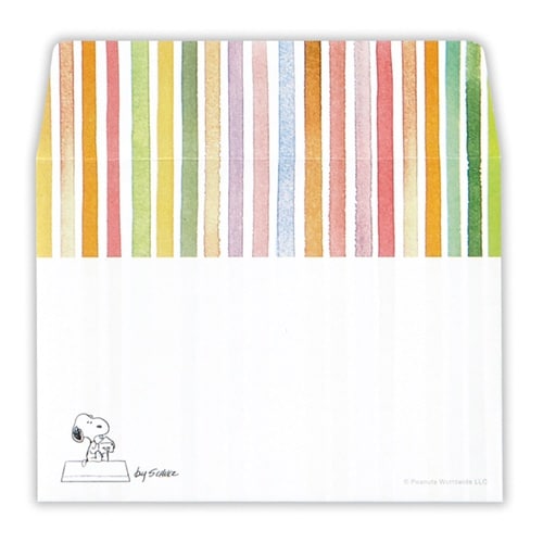ひとこと封筒スヌーピー虹ストライプ×6