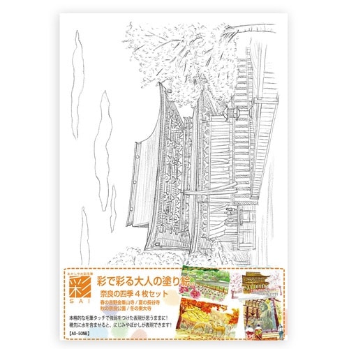 彩で彩る大人の塗り絵奈良の四季4枚セット×9
