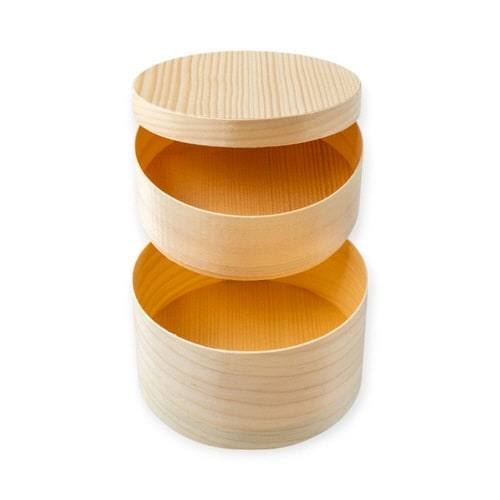 木製容器経木ワッパ 2段丸12アサヒグリーン×20