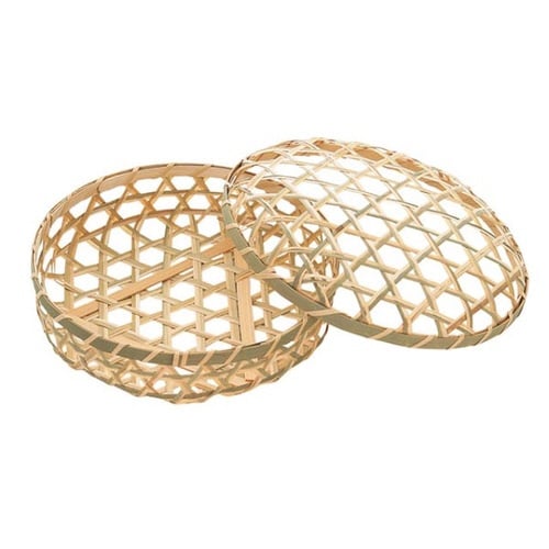 竹かご2色丸篭被せフタ付G アサヒグリーン×100