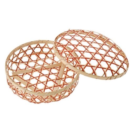 竹かご2色丸篭被せフタ付BRアサヒグリーン×100