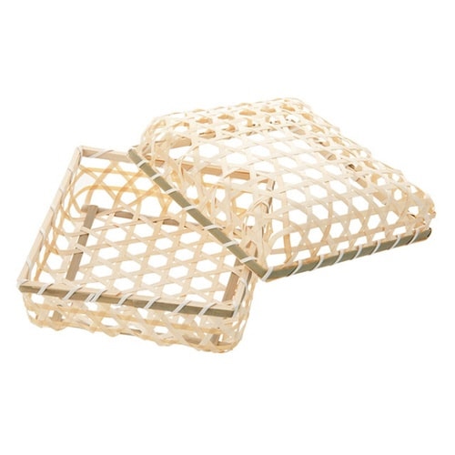 竹かご六ツ目正方蓋付(S)Wアサヒグリーン×120