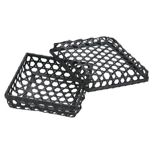 竹かご六ツ目正方蓋付(M)BKアサヒグリーン×90