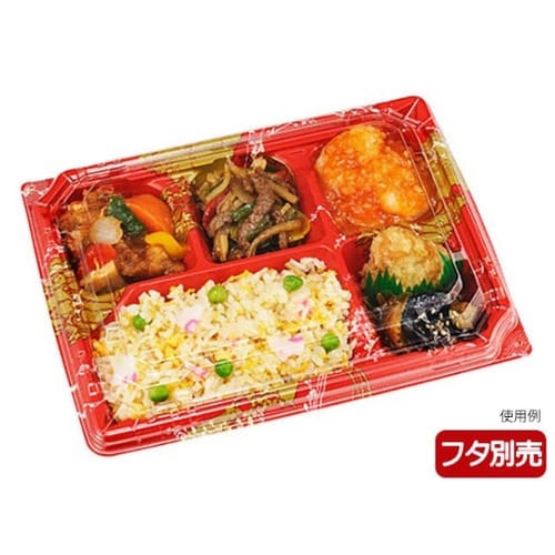 弁当容器カチ楽23−18−2ひより赤本体×12