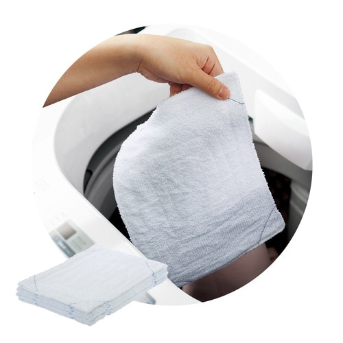 ほつれにくい雑巾(洗濯機対応・白・小判)10枚入り