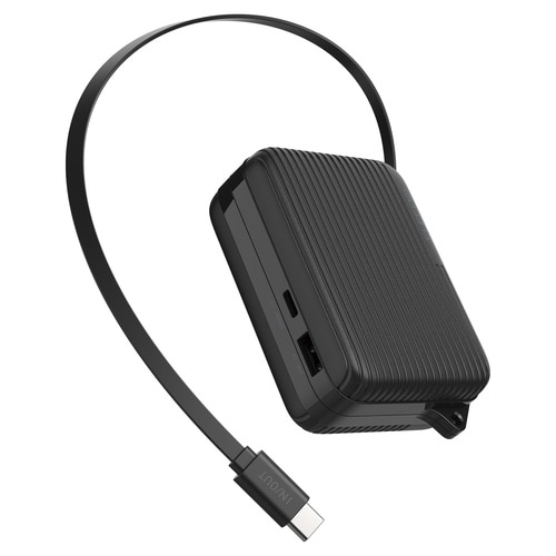 巻取り一体型モバイルバッテリー 30W ブラック