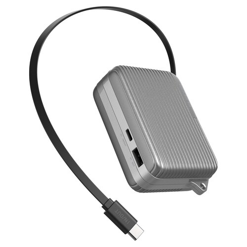 巻取り一体型モバイルバッテリー 30W シルバー