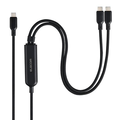USB−C二股ケーブル PD140W 1.2m 黒
