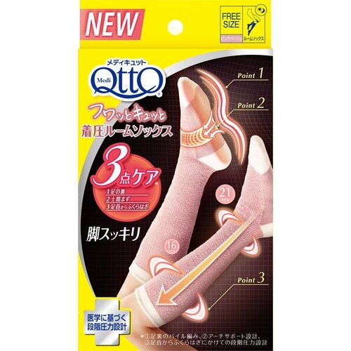 メディキュット 着圧ルームソックス ベージュピンク