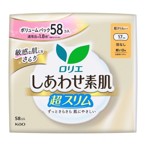 ロリエしあわせ素肌BP超スリム軽い日 羽なし58個