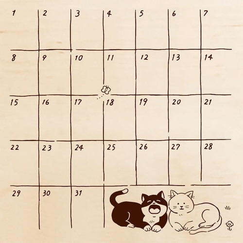 いろどりはんこ ねこ 月間カレンダー×6