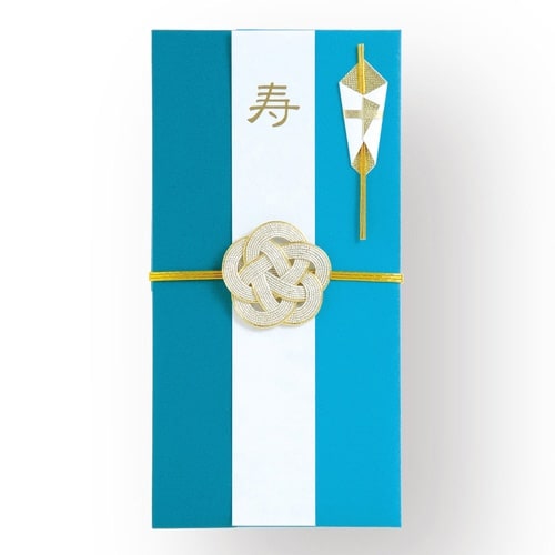 おめでとう金封梅結び(藍×花浅葱)×6