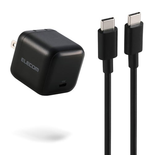 65W USB−C 充電器 PD ケーブル付 黒