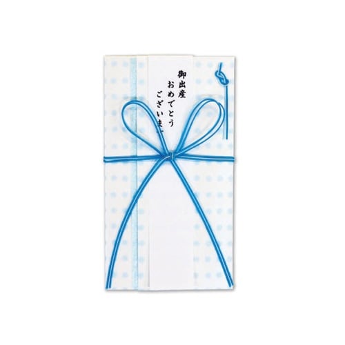 日本製 一般お祝用金封花結び ドット ブルー×5