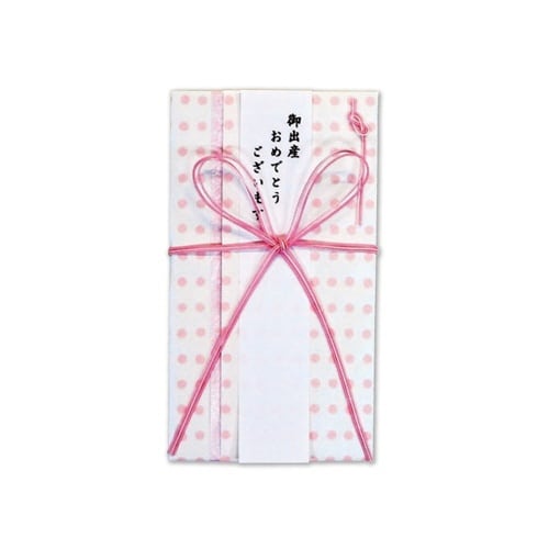 日本製 一般お祝用金封花結び ドット ピンク×5