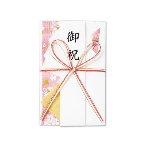 日本製 一般お祝用金封 花結び 花 ピンク×5