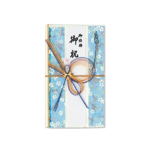 結婚御祝用金封 花柄 ブルー×5
