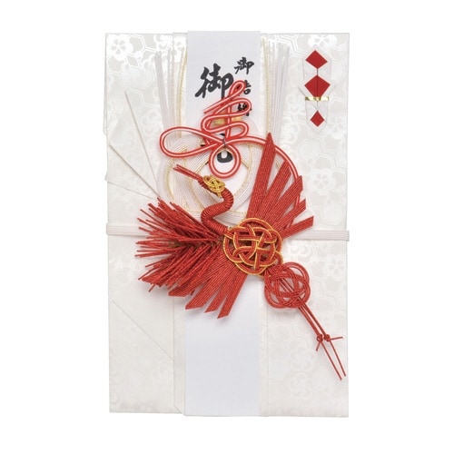 結婚御祝用金封 花柄 鶴 レッド×5