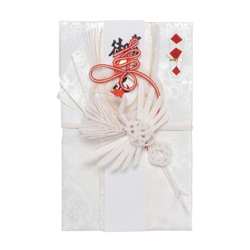 結婚御祝用金封 花柄 鶴 ホワイト×5