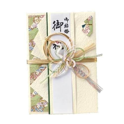 結婚御祝用金封 鶴 グリーン×5