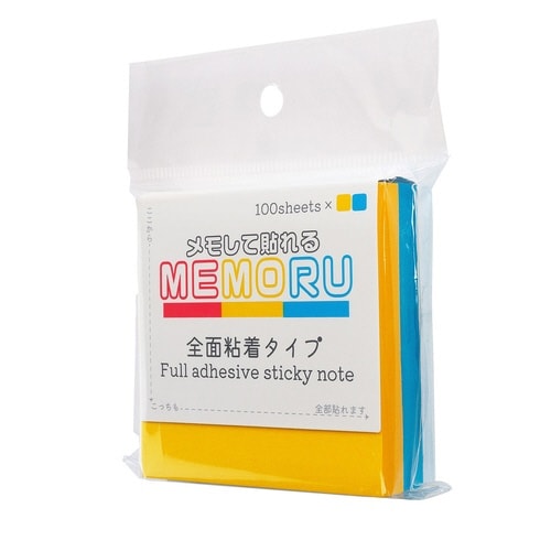 メモる全面粘着ふせん75×75YE×BL×20