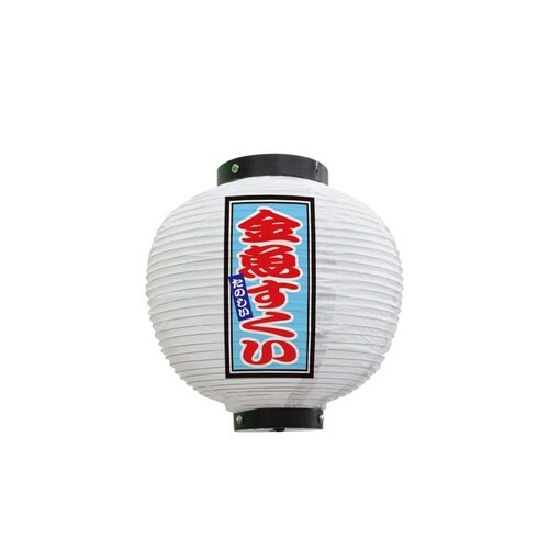 フルカラー提灯43778金魚すくい八寸丸白