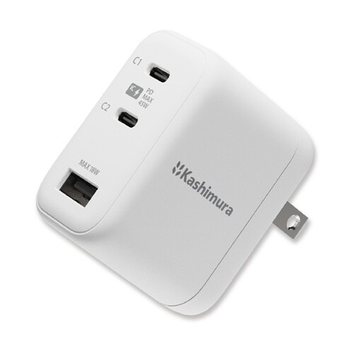 GaN搭載AC充電器 USBA+C2 P
